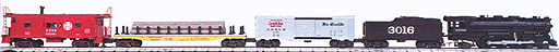 Steam Freight -- Super Steam ATSF SuperSnap Track w/Pack, 4-6-2 w/Tender, 2 Cars & Caboose
