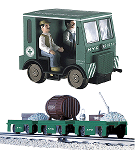 Speeder w/3 Trailers -- New York Central (green)