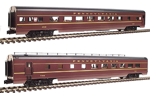 Gold Line (TM) 21" Bi-Level Extruded Aluminum Passenger Car 2-Pac -- PRR "The Jeffersonian" (Coach & Recreation Lounge)