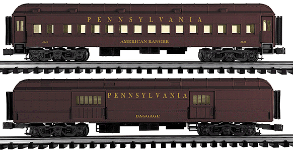 Gold Line(tm) 15" Heavyweight Passenger Car 2-Pac -- Pennsylvania Railroad "Madison Avenue" 1 Each Pullman & Baggage Cars
