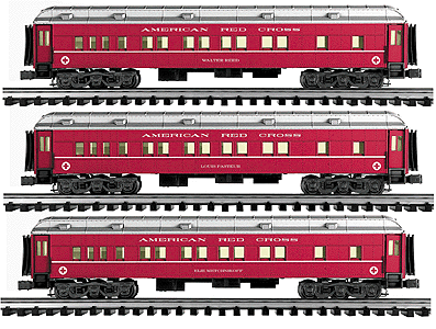 Heavyweight Passenger Car 3-Pac - Special Run for 9/11/01 -- Red Cross Pullman Cars - Walter Reed, Louis Pasteur & Elie Metchnikoff