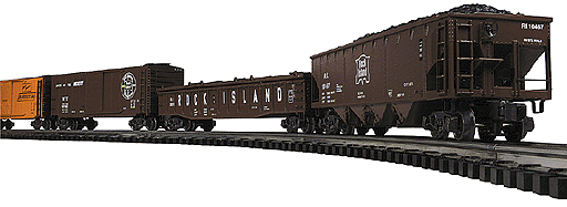 Gold Line(tm) Freight Car 5-Pac -- Rock Island 1 Each Boxcar #2269, 21110, Hopper, Gondola & Flayt Car w/Traile