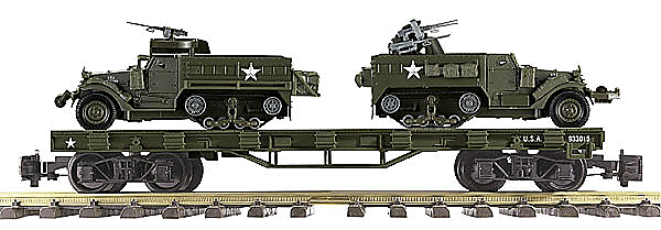Flatcar -- US Army w/2 Half Tracks
