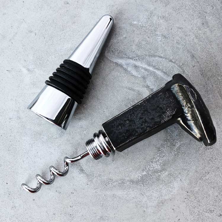 Railroad Spike Bottle Stopper with Corkscrew