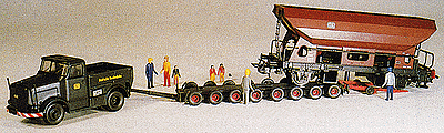 Heavy Duty Transport -- Kaelble Tractor w/Freight Car Transport Trailer