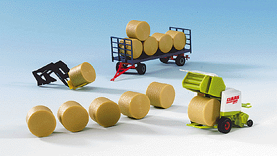 Farm Machinery - CLAAS - Modern (Round Bale) Haymaking Set -- w/Round Baler, Transport Trailer & Lift for Tractor