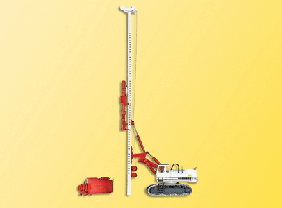 Construction Equipment - Liebherr 974 -- Tracked Crane w/Pile Driver Attachment (white, red)