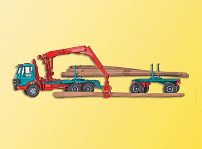 Logging Equipment - Trucks - Mercedes Actros 3-Axle Cabover -- w/Skeleton Body & 2-Axle Tag-Along Trailer