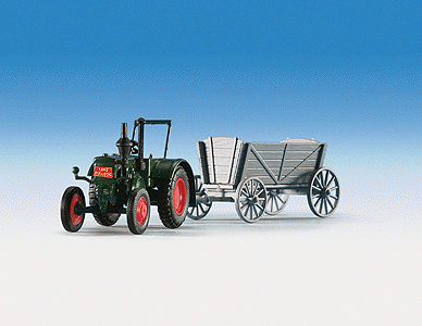 European Farm Machinery - Tractors -- Lanz "Bulldog" w/Hay Cart