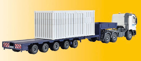 Mercedes-Benz Actros 3-Axle Tractor w/Container on Loaw-Boy Trailer - Kit -- Breuer & Wasel (white, blue)-1