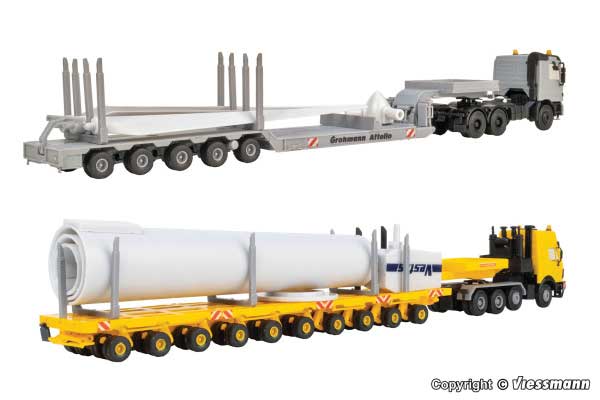 Mercedes-Benz Actros and SK Tractors, Wind Generator Turbine Transport - Kit -- Includes 2 Tractors, 2 Turbine Trailers, Nacelle and Blade Loads-2