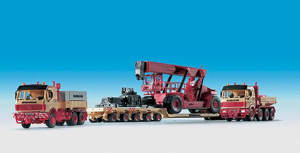 European Trucks - Tractor/Trailer - Mercedes 3- & 4-Axle Heavy Tractors -- w/Multi-Axle Heavy Haul Low Loader & Container Crane Load