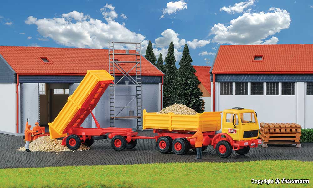Mercedes-BenzDump Truck with Trailer - Kit -- Emil Bolling (yellow, red, German Lettering)