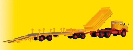 Mercedes-Benz Short Hood Dump Truck w/Lowboy Trailer - Kit -- Emil Bolling (yellow, red)-2