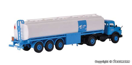 Mercedes-Benz LS 1624 Round-Hood Tractor with Tank Trailer - Kit -- Aral (white, blue)-3