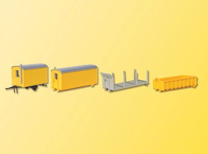 European Construction Equipment - Accessories -- Office, Flatbed & 2 Roll-On/Off Containers