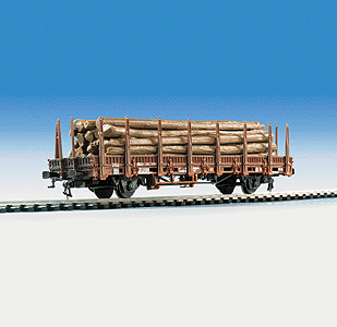 Flatcar w/Side Stakes -- w/Log Load