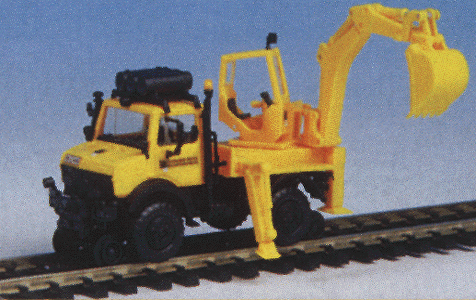 European Trucks -- Unimog HyRail Flatbed w/Excavator