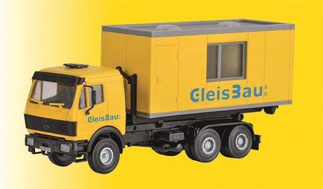 Mecedes-Benz LP Swap-Body Truck w/Office Container Load - Kit -- GleisBau (yellow, blue, German Lettering)