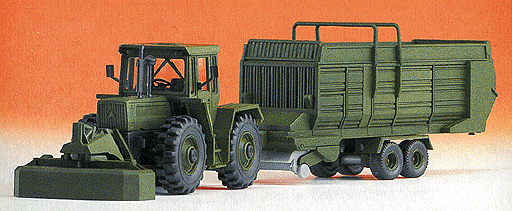 Military - Modern German Army (BW) - Heavy Tractor -- Mercedes 4x4 Tractor w/Mower & Hay Baler (dark green)