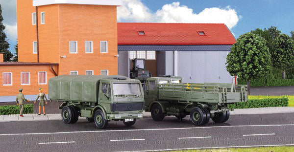 1977 Mercedes-Benz 1017 Low-Side Truck with Canvas Tarp Cover - Kit -- Modern German Army (olive)