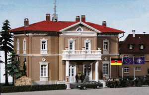 Military Headquarters Building w/Flags