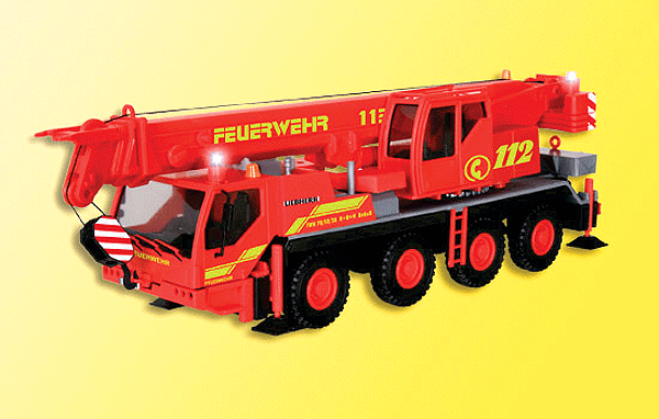 Emergency Fire Dept. Vehicles w/Working Blue Warning Lights (14-16V AC/DC) -- Liebherr LTM 1050/4 4-Axle Crane