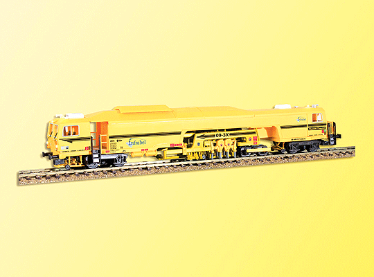 Plasser & Theurer 09-3X Production Tamper - 2-Rail DCC Equipped -- With Directional LED Lights & Moving Tamper Parts Infrabel (yellow, black)