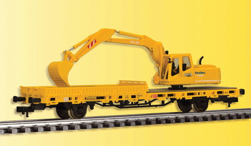 Low-Side Work Car w/Atlas Excavator - Ready to Run -- Yellow