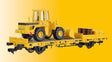 Low-Side Work Gondola w/Wheel Loader Load - Ready to Run -- GleisBau (yellow)-1