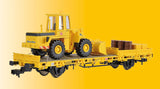 Low-Side Work Gondola w/Wheel Loader Load - Ready to Run -- GleisBau (yellow)-1