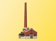 Boiler House w/Smokestack -- 3-11/32 x 1-31/32 x 5-29/32"  8.5 x 5 x 15cm