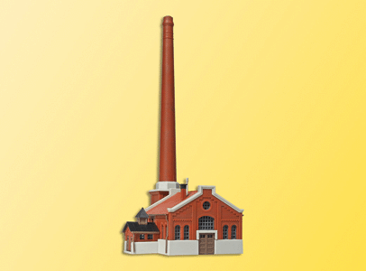 Boiler House w/Smokestack -- 3-11/32 x 1-31/32 x 5-29/32"  8.5 x 5 x 15cm
