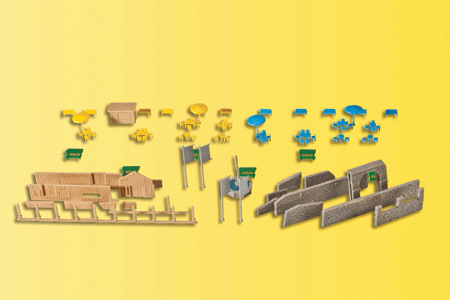 Fountain & Park Accessories Set (Benches, Tables, Wall)