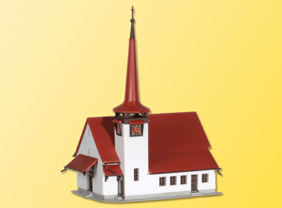 Church with Red Roof -- 3 x 2-3/8 x 3-1/2"  7.5 x 6 x 9cm