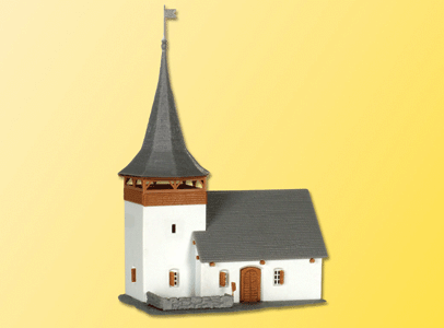 Village Church in Sertig -- 3-13/16 x 3 x 5-1/8"  9.5 x 7.5 x 13cm