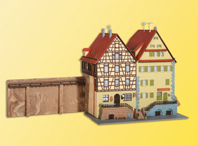 Row of Brick Houses in Schwabisch Hall -- 11-13/16 x 4-3/8 x 5-1/2"  30 x 11 x 14cm