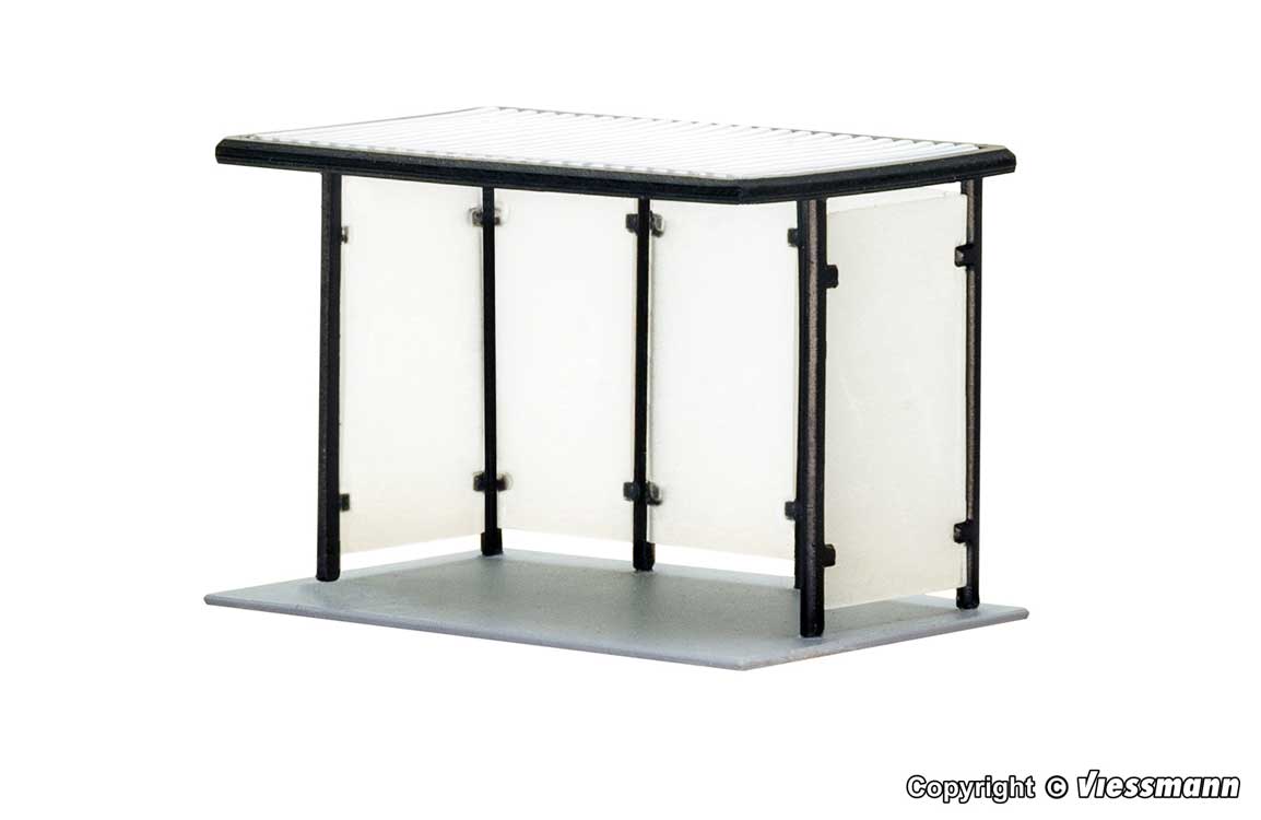 Bus Stop w/Flat Roof -- Kit - 2.8 x 1.5 x 1.7cm