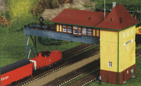 Krefeld Signal Tower w/Over-Track Platform -- 6-1/2 x 2-3/8 x 3-7/8"  16.5 x 6 x 10cm