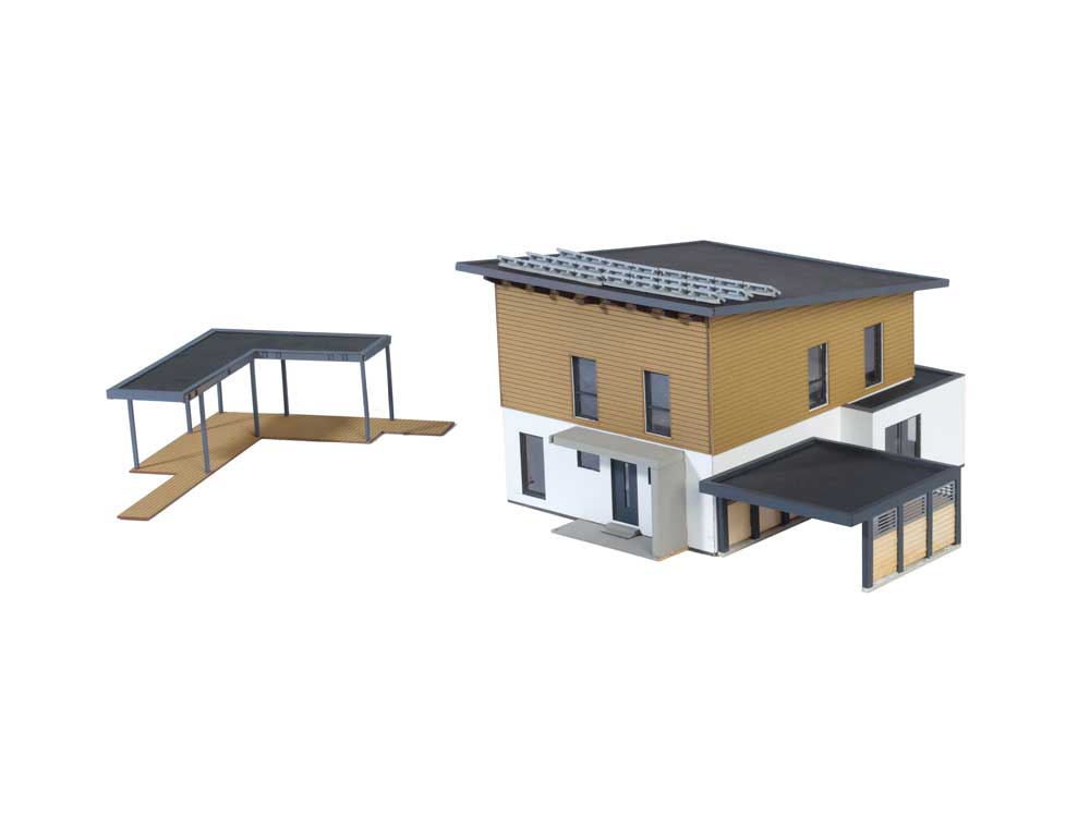 Saskia Cube House with Carport -- Polyplate Kit - 11.9 x 15.4 x 9.5cm-4
