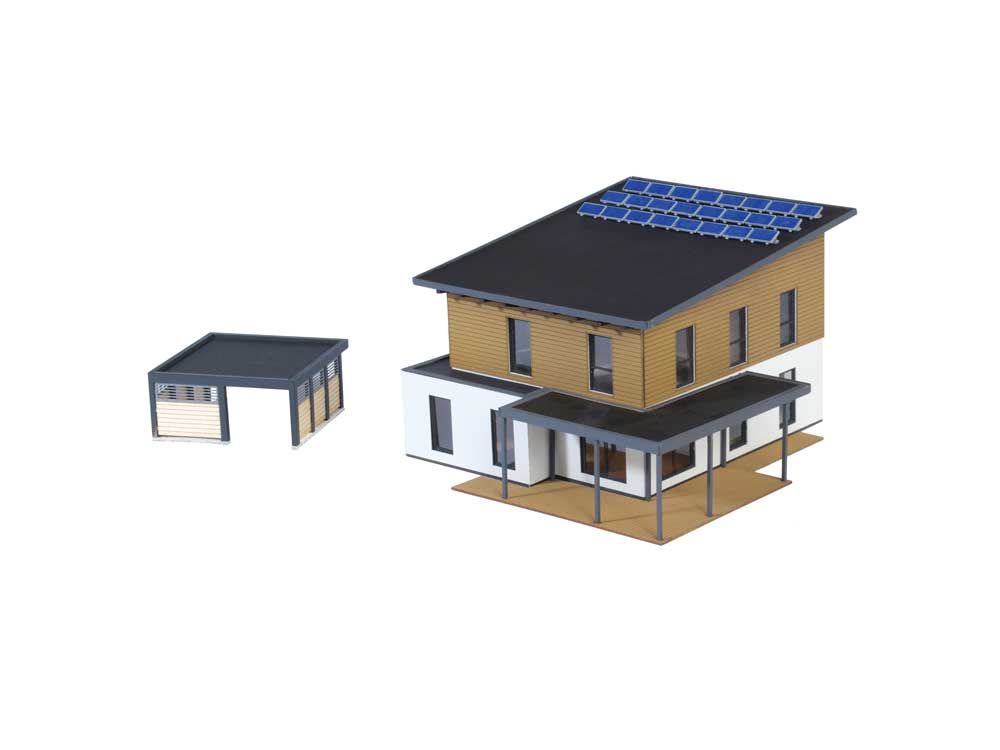 Saskia Cube House with Carport -- Polyplate Kit - 11.9 x 15.4 x 9.5cm-5