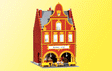 Town House With Covered Passage -- 9.3 x 9.3 x 15.5cm