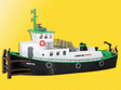 Modern Push/Pull Tugboat -- 7-1/4 x 2-1/2 x 3-13/16" 18.2 x 6.2 x 9.5cm