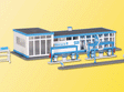 Aral Gas Station -- 7-7/8 x var x 1-13/16"  20 x var x 4.5cm