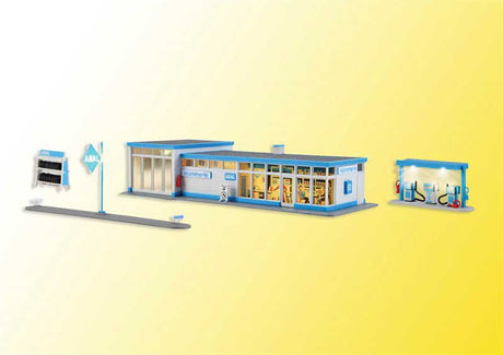 Aral Gas Station with LED Light -- Kit - 7-11/16 x 3-1/2 x 1-3/4"  19.5 x 9 x 4.5cm-1