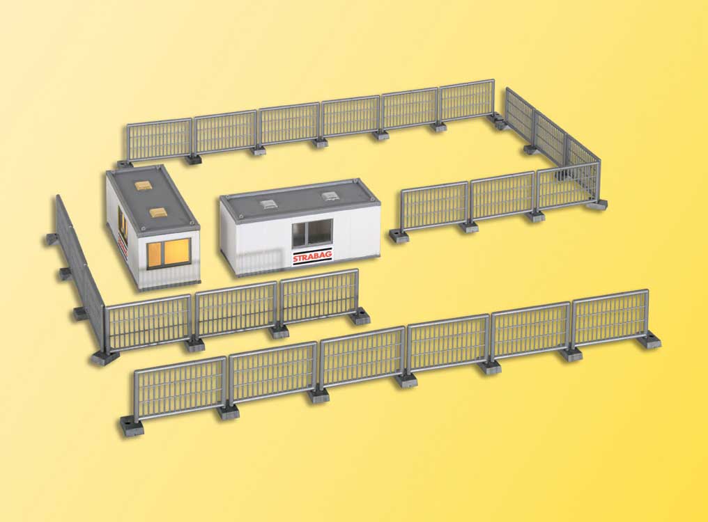 Construction Site Office Container & Fencing w/LED Lights - Kit -- 1 Lighted, 1 Unlighted container & Fencing, 14-16 Volts, STRABAG, (white)-2