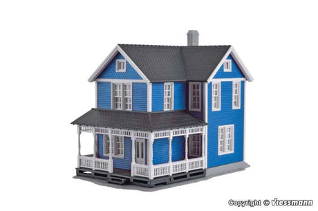 Swedish 2-Story House -- Kit - Blue - 6 x 3-9/16 x 4-13/16"  15.2 x 9 x 12.2cm-1