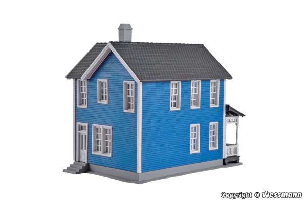 Swedish 2-Story House -- Kit - Blue - 6 x 3-9/16 x 4-13/16"  15.2 x 9 x 12.2cm-2