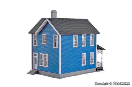 Swedish 2-Story House -- Kit - Blue - 6 x 3-9/16 x 4-13/16"  15.2 x 9 x 12.2cm-2