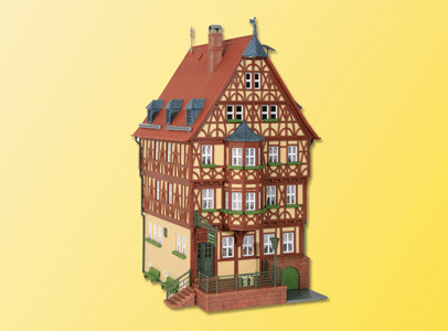 Half-Timbered House w/Bay Windows -- 5-29/32 x 3-15/16 x 7-7/8"  15 x 10 x 20cm